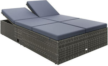 Casaria Sonnenliege 200x115x33cm Polyrattan grau/anthrazit (996904)