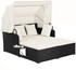 Costway Sonnenliege mit einziehbarem Baldachin für 2 Personen Rattan (HW70628WH)