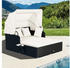 Costway Sonnenliege mit einziehbarem Baldachin für 2 Personen Rattan (HW70628WH)