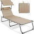 HOMECALL XXL Sonnenliege mit Dach 200 x 70 cm beige (30040)