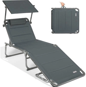 HOMECALL XXL Sonnenliege mit Dach 200 x 70 cm anthrazit