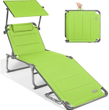 HOMECALL XXL Sonnenliege mit Dach 200 x 70 cm gr&uuml;n (95033)