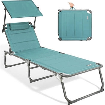 HOMECALL XXL Sonnenliege mit Dach 200 x 70 cm t&uuml;rkis (95031)