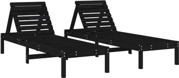 vidaXL Sonnenliegen 2 Stk. Schwarz 199,5x60x74 cm Massivholz Kiefer (825074)