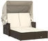 vidaXL Doppel-Sonnenliege mit Dach und Auflagen Braun Polyrattan 110 x 180/201 x 149 cm (365808)