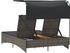vidaXL Doppel-Sonnenliege mit Dach und Auflagen Grau Polyrattan 136 x 202 x 140 cm (365622)