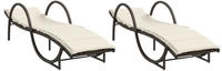 vidaXL Sonnenliegen 2 Stk. mit Auflagen Braun Poly Rattan