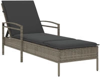 vidaXL Sonnenliege mit Auflage Grau 63x200x81 cm Poly Rattan