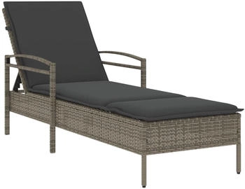 vidaXL Sonnenliege mit Auflage Grau 63x200x81 cm Polyrattan (368301)