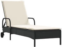 vidaXL Sonnenliege mit Rollen und Auflage Schwarz Poly Rattan