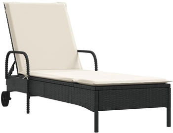 vidaXL Sonnenliege mit Rollen und Auflage Schwarz Polyrattan (368308)