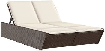 vidaXL Doppel-Sonnenliege mit Auflagen Braun Polyrattan 118 x 200 x 50,5/62,5/73,5/83 cm (368180)