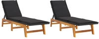 vidaXL Sonnenliegen mit Auflagen 2 Stk. Poly Rattan Massivholz Akazie