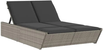 vidaXL Doppel-Sonnenliege mit Kissen Grau Polyrattan 118 x 200 x 50,5/62,5/73,5/83 cm (368181)