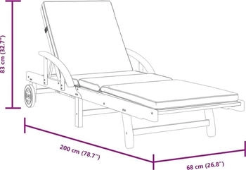 vidaXL Sonnenliegen 2 Stk. mit Auflagen 200x68x83 cm Massivholz Akazie 200 x 68 x 30-83 cm (3206372)