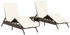 vidaXL Sonnenliegen 2 Stk. mit Tisch Braun Polyrattan (4002711)