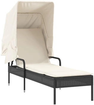 vidaXL Sonnenliege mit Dach Schwarz Polyrattan (368188)
