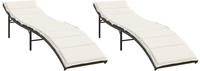 vidaXL Sonnenliegen 2 Stk. mit Auflagen Braun Poly Rattan