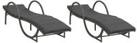 vidaXL Sonnenliegen 2 Stk. mit Auflagen Grau Poly Rattan
