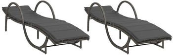 vidaXL Sonnenliegen 2 Stk. mit Auflagen Grau Polyrattan (3277309)