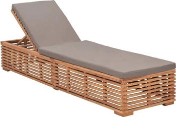 vidaXL Sonnenliege mit DunkelGrauem Kissen Teak Massivholz (316038)