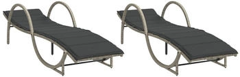 vidaXL Sonnenliegen 2 Stk. mit Auflagen Hellgrau Polyrattan (3277312)