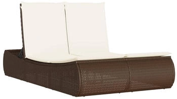 vidaXL Doppel-Sonnenliege mit Auflagen Braun Polyrattan 110 x 200 x 75 cm (368091)