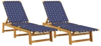 vidaXL Sonnenliegen 2 Stk. Dunkelblau Massivholz Akazie und Stoff