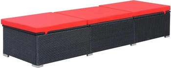 vidaXL Sonnenliege mit Auflage Polyrattan Schwarz und Rot (44405)