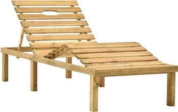 vidaXL Sonnenliege 200 x 70 x 31,5-77 cm mit Grauer Karomuster-Auflage Kiefer Impr&auml;gniert (3065863)