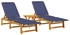 vidaXL Sonnenliegen 2 Stk. mit Tisch Dunkelblau Massivholz Akazie (3214218)