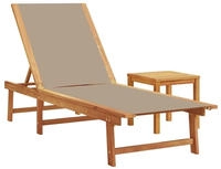 vidaXL Sonnenliege mit Tisch Taupe Massivholz Akazie und Textilene