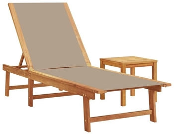 vidaXL Sonnenliege mit Tisch Taupe Massivholz Akazie und Textilene (4008419)