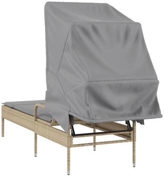 vidaXL Sonnenliege mit Dach Beige Polyrattan 62 x 200 x 130 cm (368191)
