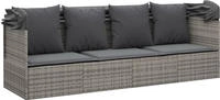 vidaXL Outdoor-Loungebett mit Dach und Kissen Grau Poly Rattan