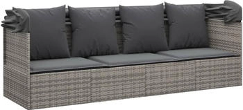 vidaXL Outdoor-Loungebett mit Dach und Kissen Grau Polyrattan 1 (319568)