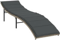 vidaXL Sonnenliegen 2 Stk. mit Auflagen Hellgrau Poly Rattan