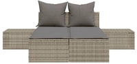 vidaXL Doppel-Sonnenliege mit Kissen Grau Poly Rattan