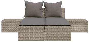 vidaXL Doppel-Sonnenliege mit Kissen Grau Polyrattan (368391)