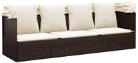 Outdoor-loungebett Mit Dach Und Kissen Braun Poly Rattan - Vidaxl