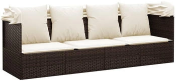 vidaXL Outdoor-Loungebett mit Dach und Kissen Braun Polyrattan (319567)