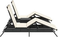vidaXL Sonnenliegen 2 Stk. mit Tisch Schwarz Poly Rattan