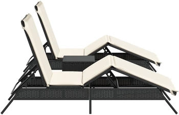 vidaXL Sonnenliegen 2 Stk. mit Tisch Schwarz Polyrattan 170/200 x 59 x 26/50/64/75/85 cm (4002710)
