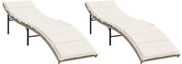 vidaXL Sonnenliegen 2 Stk. mit Auflagen Beige Poly Rattan
