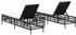 vidaXL Sonnenliegen 2 Stk. mit Tisch Schwarz Polyrattan (4002746)