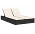 vidaXL Doppel-Sonnenliege mit Kissen Schwarz Polyrattan (368628)