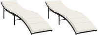 vidaXL Sonnenliegen 2 Stk. mit Auflagen Schwarz Poly Rattan