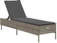 vidaXL Sonnenliege mit Auflage Grau Poly Rattan