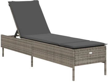 vidaXL Sonnenliege mit Auflage Grau Polyrattan 198 x 55 x 39/50/62/75/88/97 cm (4002721)