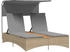 vidaXL Doppel-Sonnenliege mit Dach und Auflagen Beige Polyrattan 136 x 202 x 140 cm (365623)